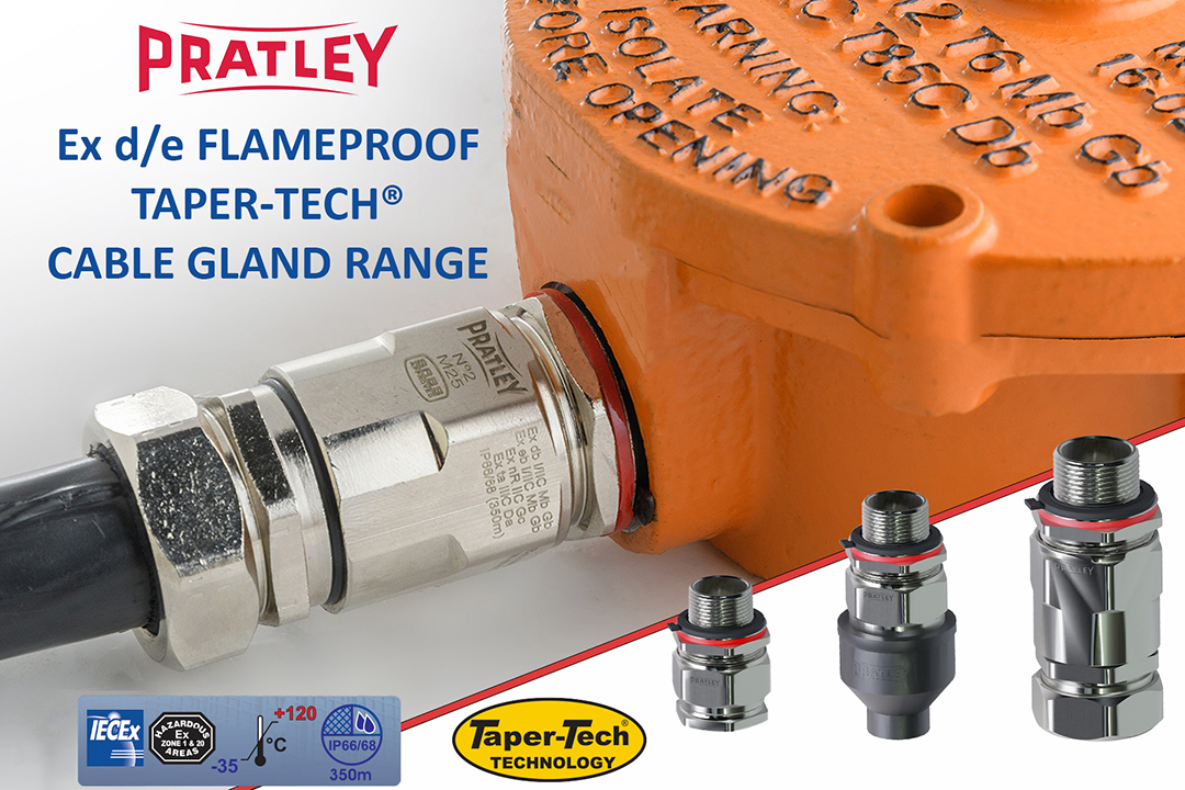 Pratley Ex de Flameproof Taper Tech Cable Gland Range