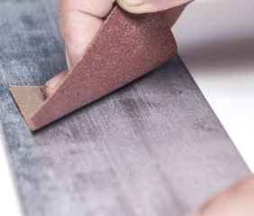 Roughen substrate using course sandpaper