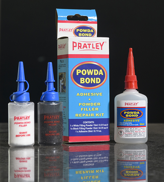 Pratley Powda Bond contains a special adhesive and two filler powders. 